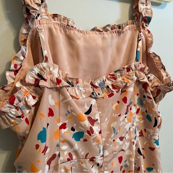 NWT Lulus Lost + Wander Santa Rosa Printed Ruffled Dress Blush Pink L Large - Picture 7 of 10